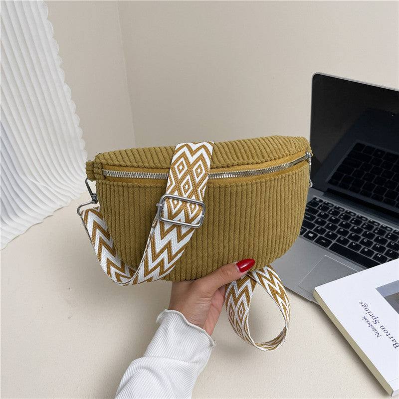 Women's Crossbody Bag Single Shoulder Corduroy Waist Bag