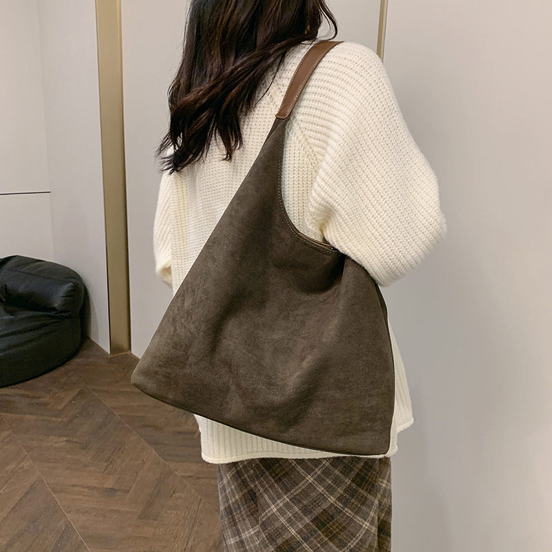 Retro Suede Versatile Tote Bag Matte For Women