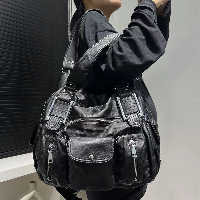 Women's Fashion Vintage Lychee Pattern Tote Messenger Bag