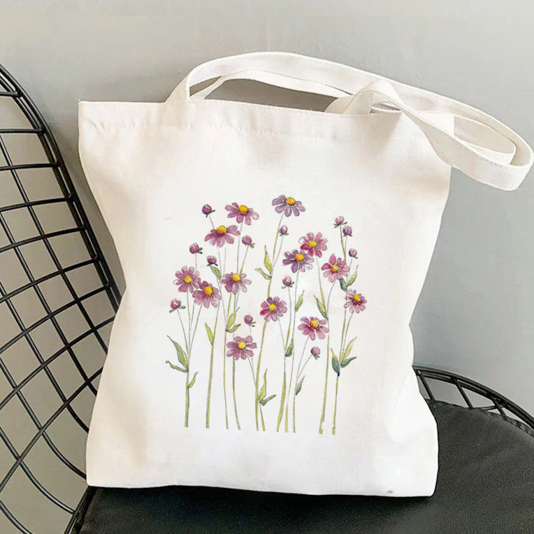 Yellow Cosmos Flowers Canvas Shoulder Bag
