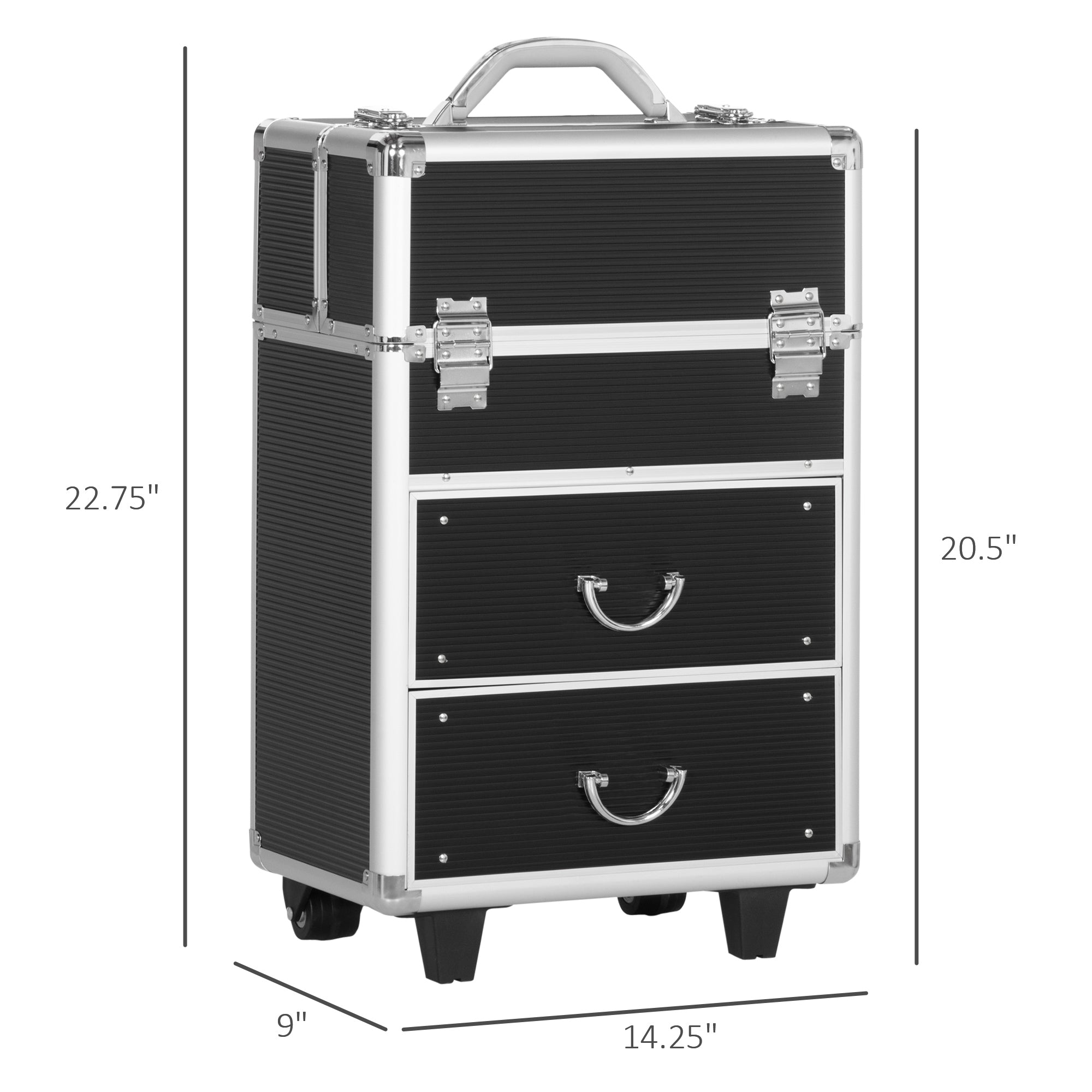 Rolling Makeup Storage Case w/ Swivel Wheel
