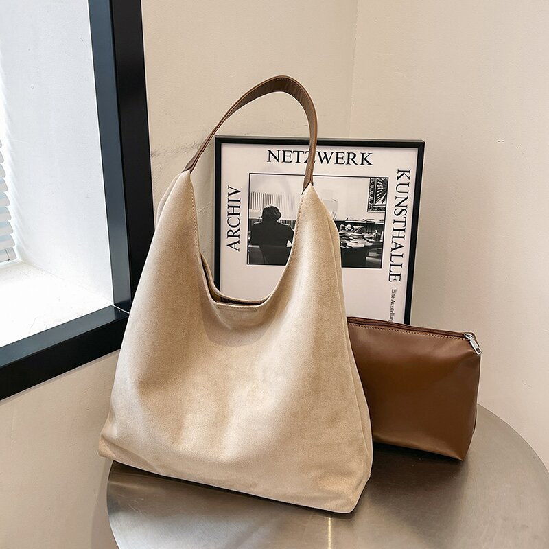 Retro Suede Versatile Tote Bag Matte For Women