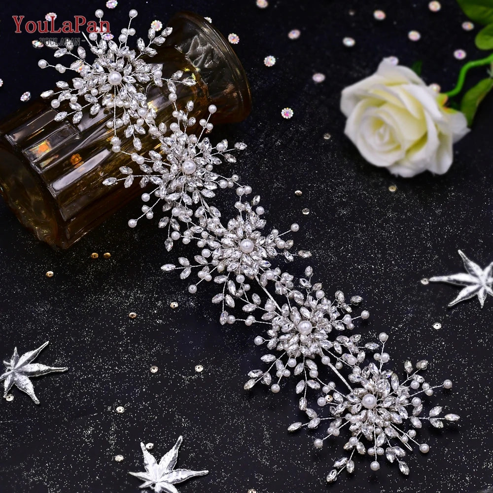 YouLaPan Handmade Crystal Rhinestones Silver Golden Wedding Headband Headpiece Jewelled Headband Wedding Hair Jewelry HP237>*