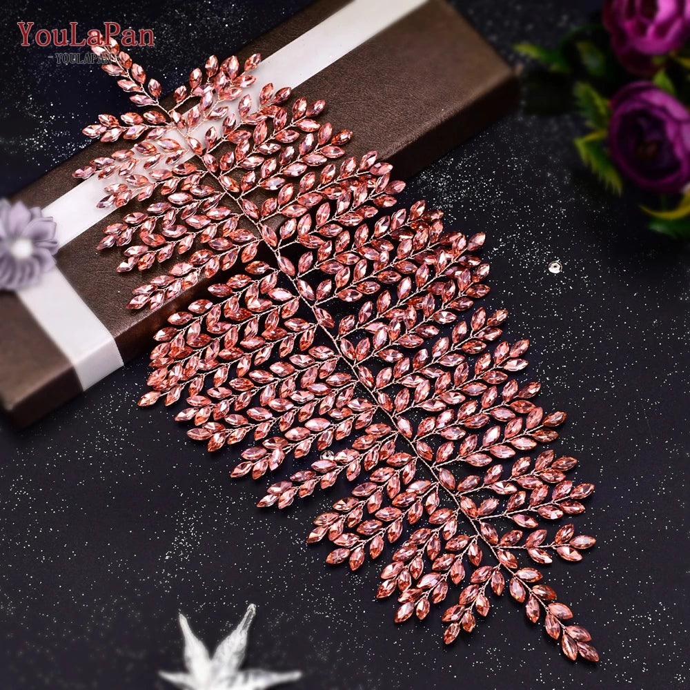 YouLaPan Handmade Crystal Rhinestones Silver Golden Wedding Headband Headpiece Jewelled Headband Wedding Hair Jewelry HP237>*