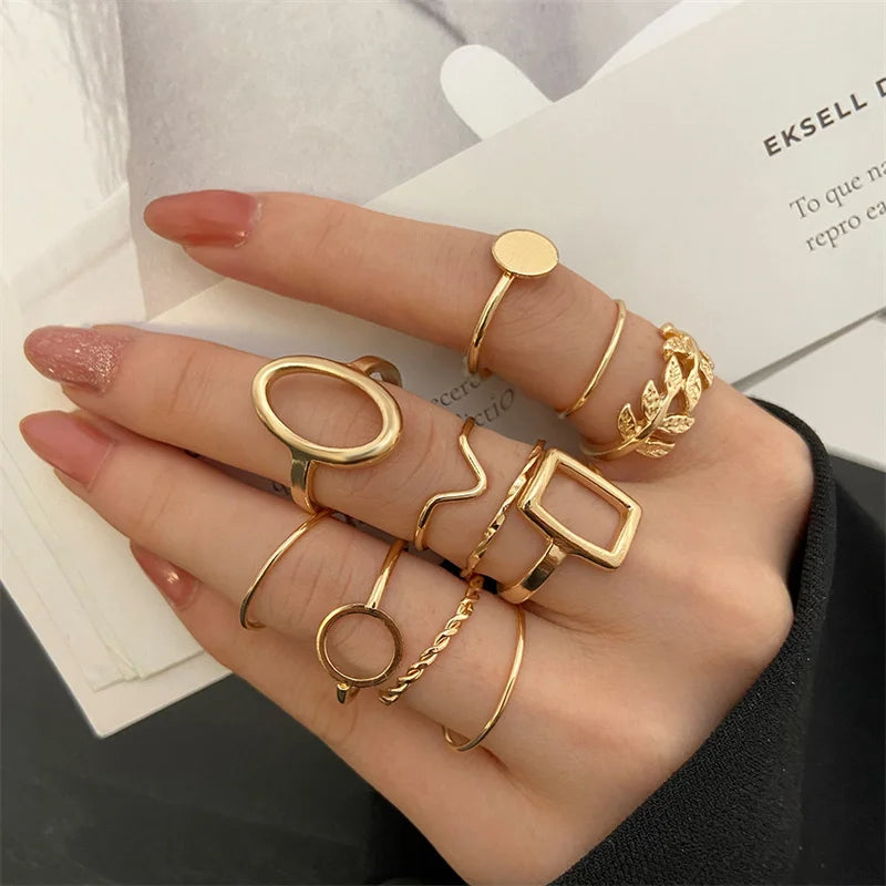 Punk Ring Set 19Pcs for Women Vintage Adjustable For Girls Pearl Punk Snake 2021  New Trendy Fashion Jewellery| lurea accessories ✨️
