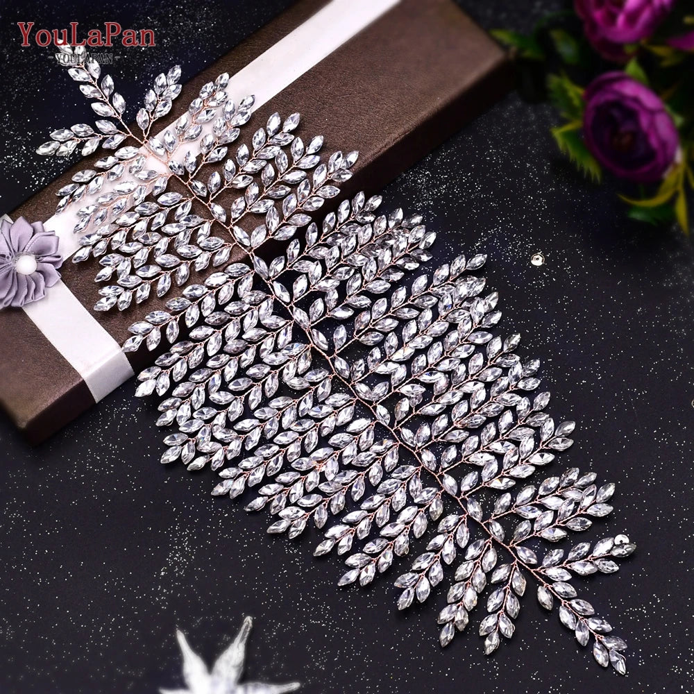YouLaPan Handmade Crystal Rhinestones Silver Golden Wedding Headband Headpiece Jewelled Headband Wedding Hair Jewelry HP237>*
