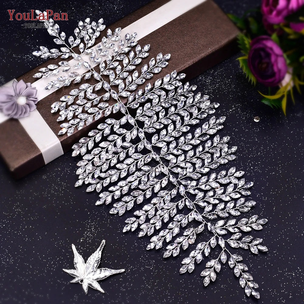 YouLaPan Handmade Crystal Rhinestones Silver Golden Wedding Headband Headpiece Jewelled Headband Wedding Hair Jewelry HP237>*