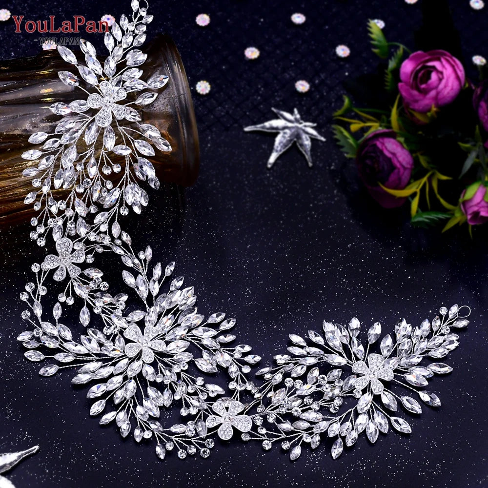 YouLaPan Handmade Crystal Rhinestones Silver Golden Wedding Headband Headpiece Jewelled Headband Wedding Hair Jewelry HP237>*