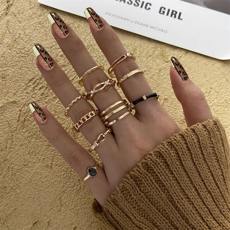 Punk Ring Set 19Pcs for Women Vintage Adjustable For Girls Pearl Punk Snake 2021  New Trendy Fashion Jewellery| lurea accessories ✨️
