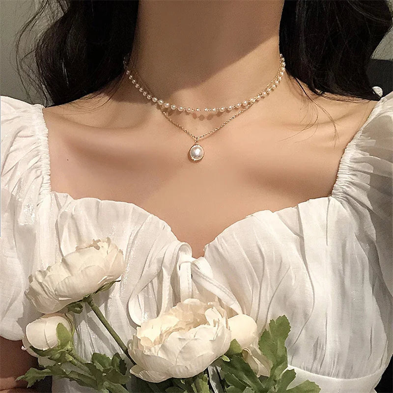 Women's Gold-Plated Necklace Fashion Pendant Chain Link Jewelry for Party Zinc Alloy round Vintage Style💎| Lurea accessories