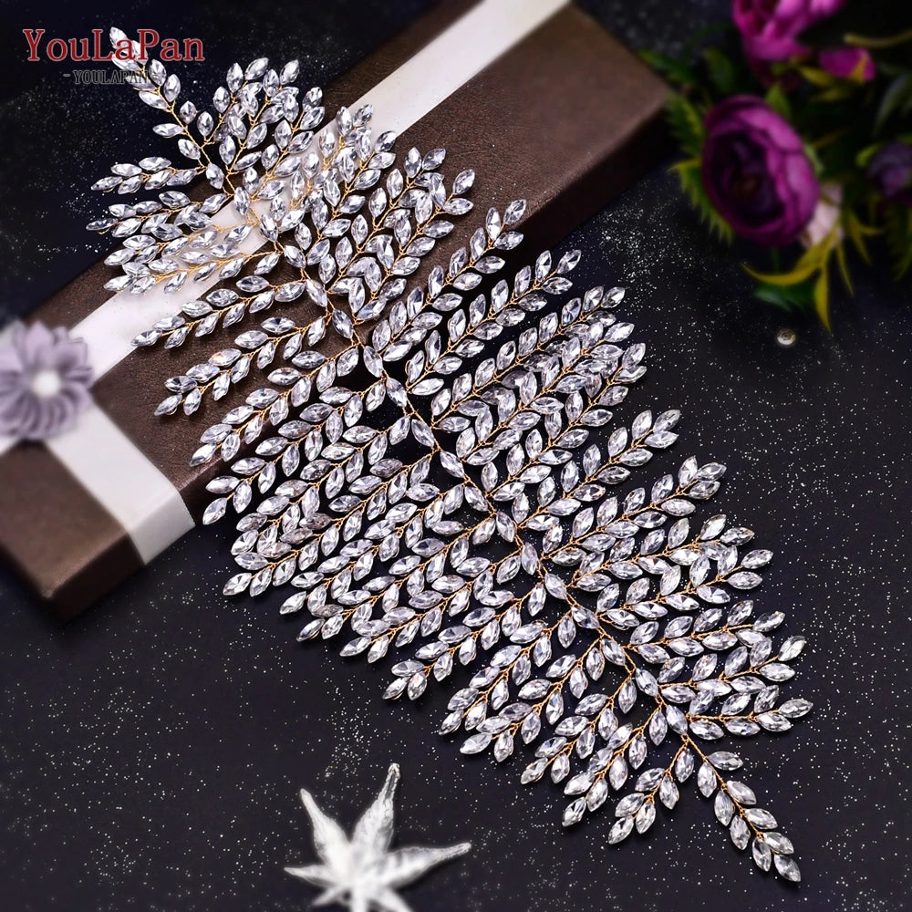 YouLaPan Handmade Crystal Rhinestones Silver Golden Wedding Headband Headpiece Jewelled Headband Wedding Hair Jewelry HP237>*