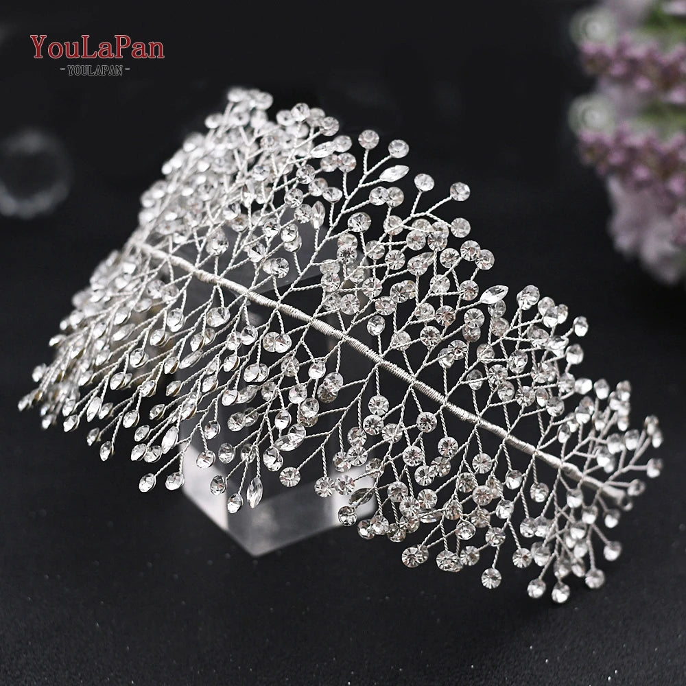 YouLaPan Handmade Crystal Rhinestones Silver Golden Wedding Headband Headpiece Jewelled Headband Wedding Hair Jewelry HP237>*