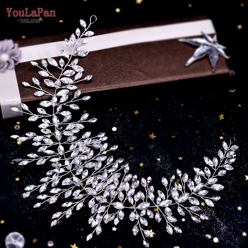 YouLaPan Handmade Crystal Rhinestones Silver Golden Wedding Headband Headpiece Jewelled Headband Wedding Hair Jewelry HP237>*