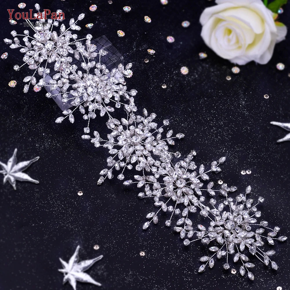 YouLaPan Handmade Crystal Rhinestones Silver Golden Wedding Headband Headpiece Jewelled Headband Wedding Hair Jewelry HP237>*