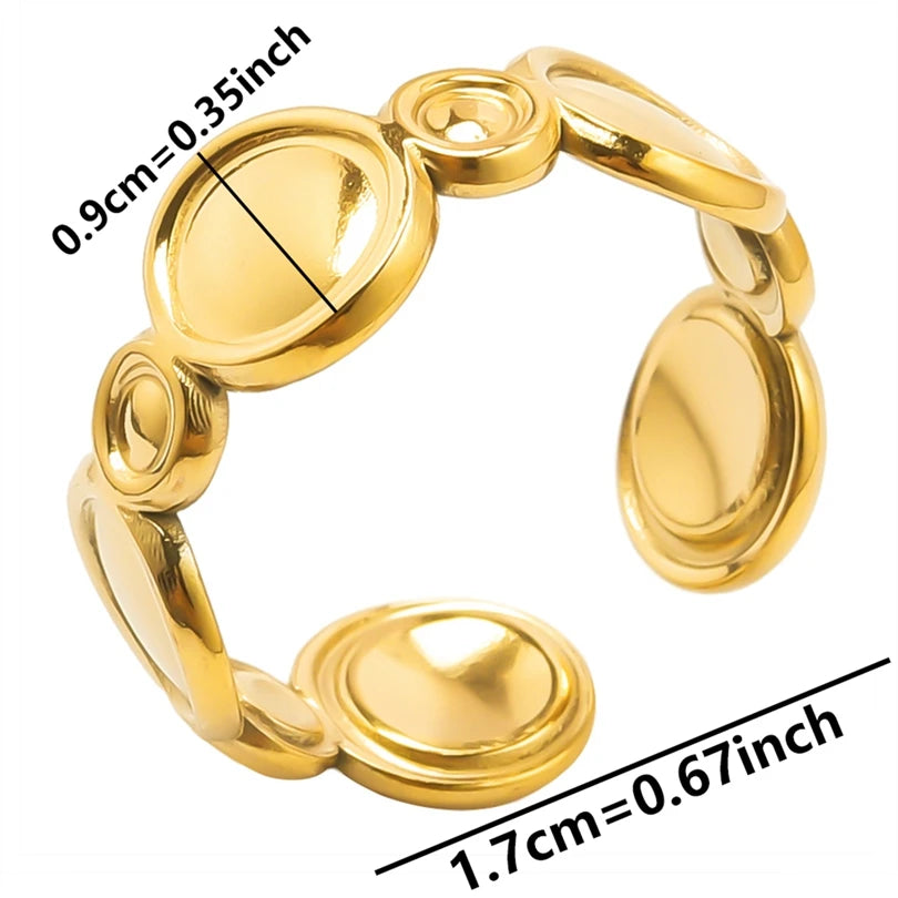 Chic 6pcs/lot Real Gold Color Wide Multi-layer Stainless Steel Ring Love Leaf Rainbow Rings Bulk Sale Women Jewelry Charms Gifts|with LUREA💛