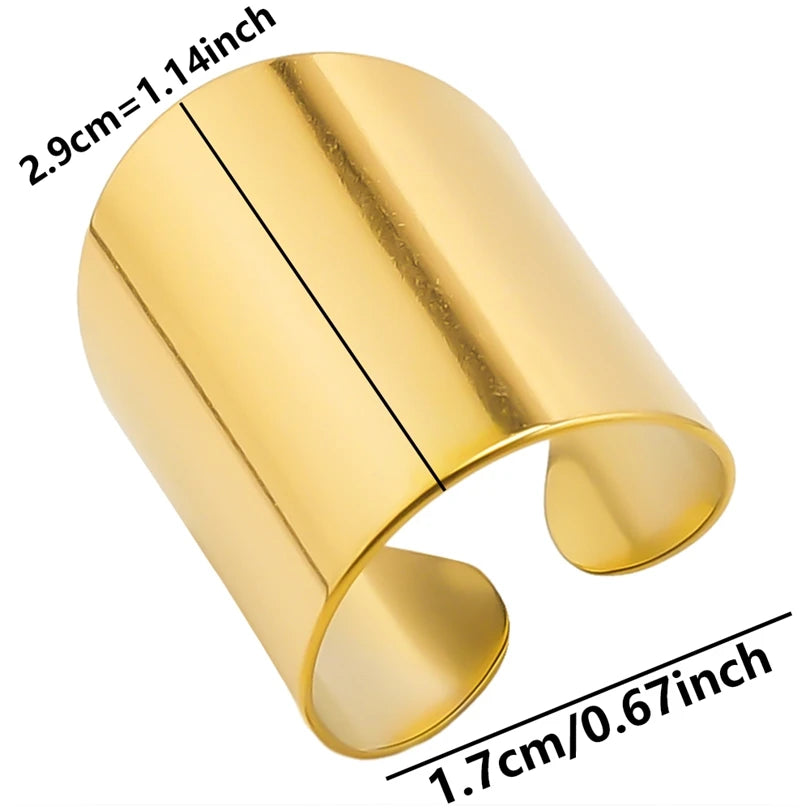 Chic 6pcs/lot Real Gold Color Wide Multi-layer Stainless Steel Ring Love Leaf Rainbow Rings Bulk Sale Women Jewelry Charms Gifts|with LUREA💛