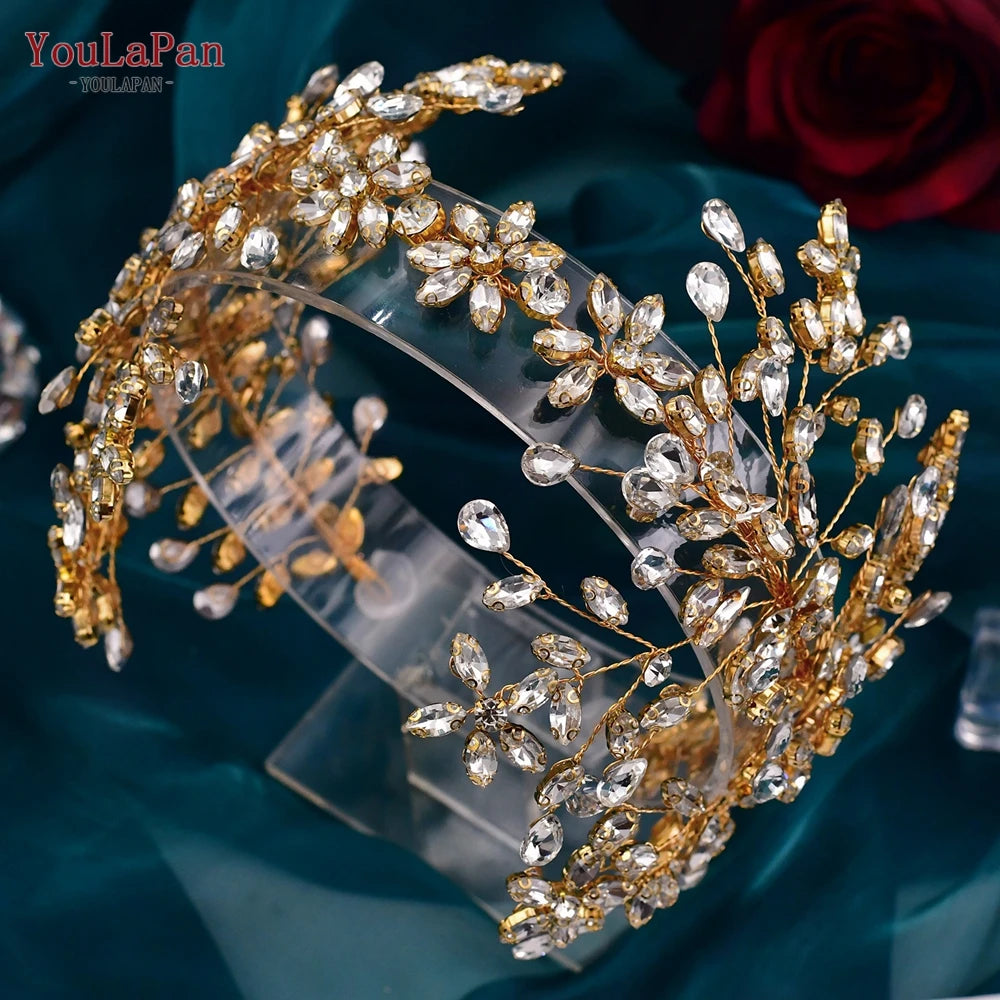 YouLaPan Luxury Rhinestone Bride Headband Woman Headpiece Wedding Hair Accessories Pageant Headdresse Wedding Tiara HP425💜