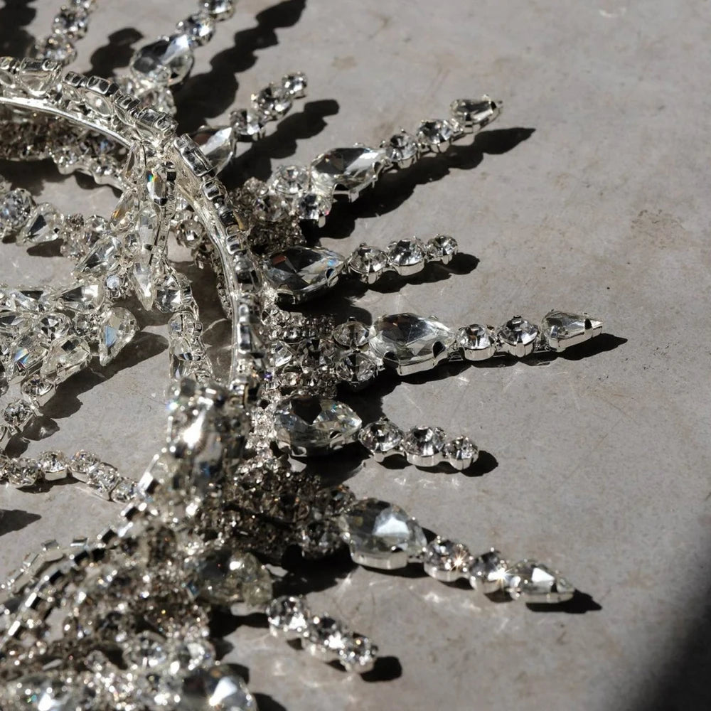 Drag Queen Tassel Hairband Crown Performance Head Accessories Ethnic Exaggerated Rhinestone Hair Chain Headpiece Party for Women