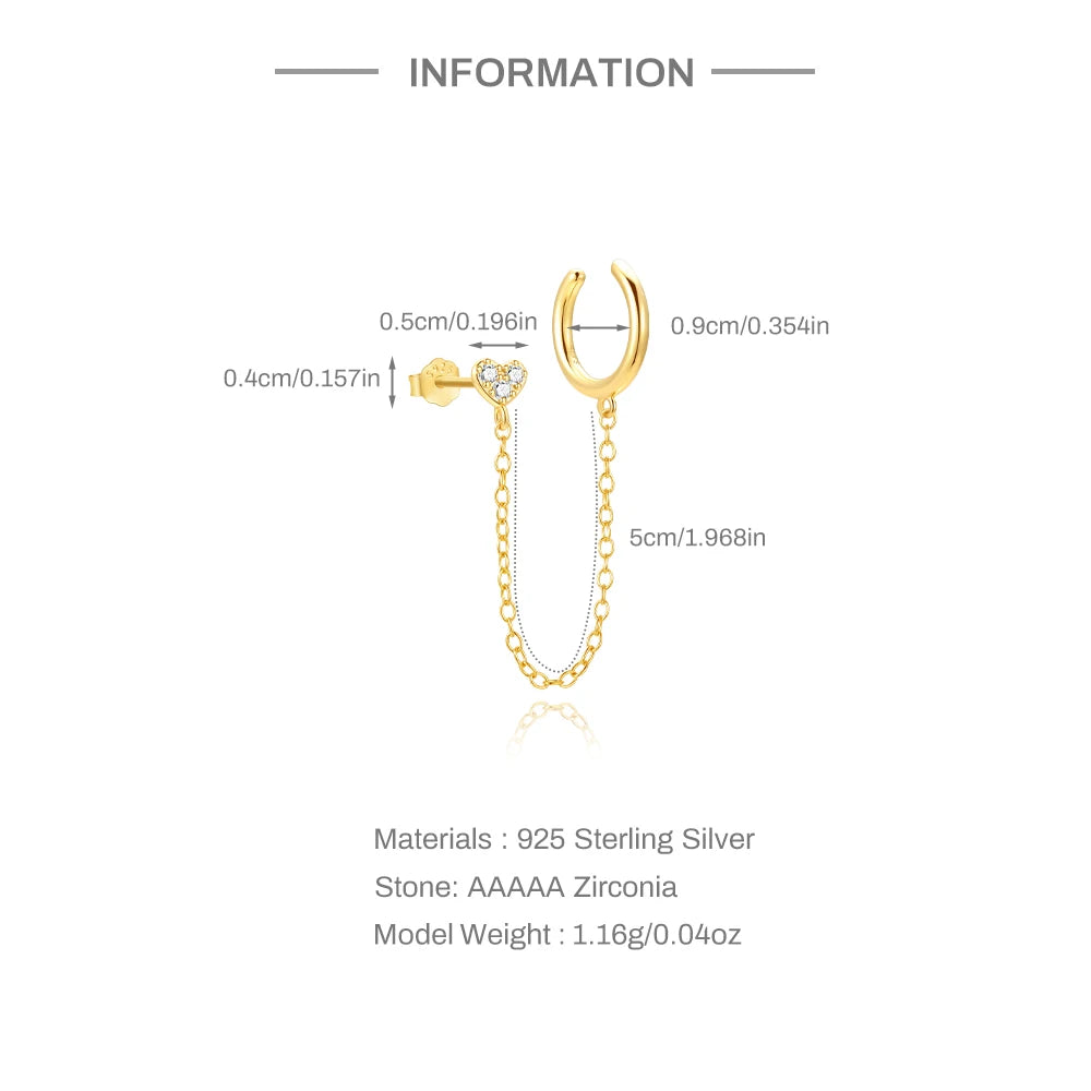 CANNER 1PC 925 Sterling Silver Tassel Chain Eight Pointed Stars Moon Earrings For Women Ins Horse Eye Geometric Zircon Earring♥️