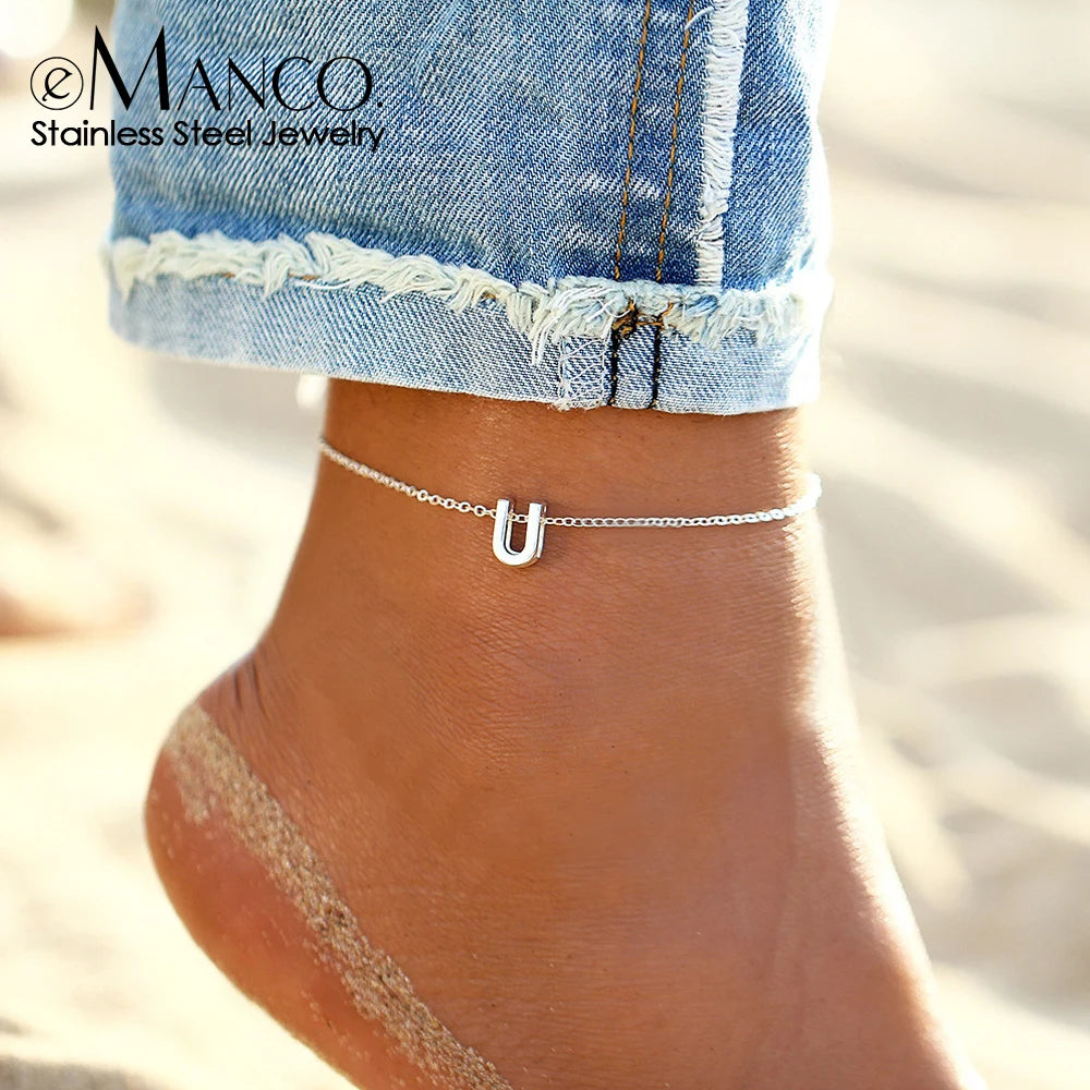 LUREA Initials DIY Anklets Stainless Steel Gold Plated Accessories Fashion Alphabet Anklet Mother's Day Gift 48 Hour Shipping♥️