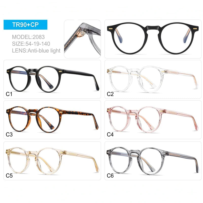 Anti Blue Rays Round Prescription Glasses For The Nearsighted Leopard Frame Student Prescription Spectacles 0 -0.5 -0.75 To -6.0☺️🌸