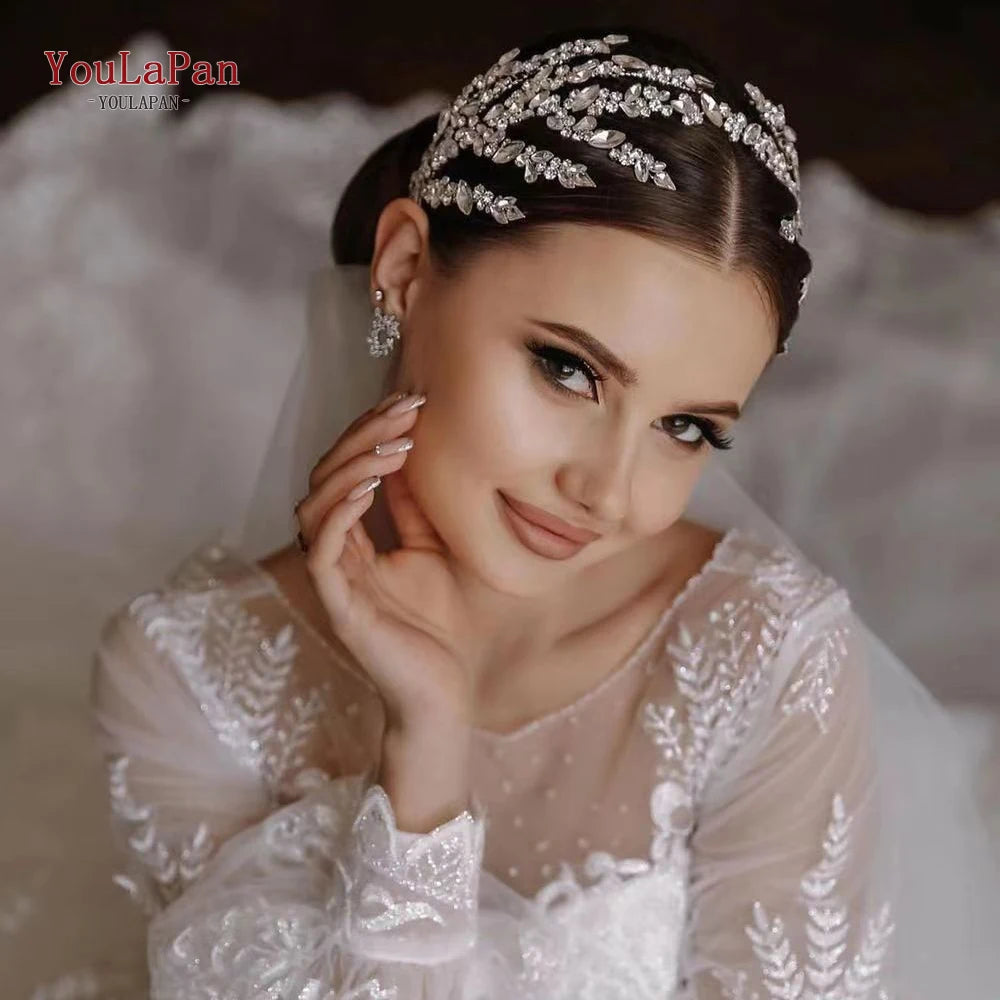 YouLaPan Luxury Rhinestone Bride Headband Woman Headpiece Wedding Hair Accessories Pageant Headdresse Wedding Tiara HP425💜