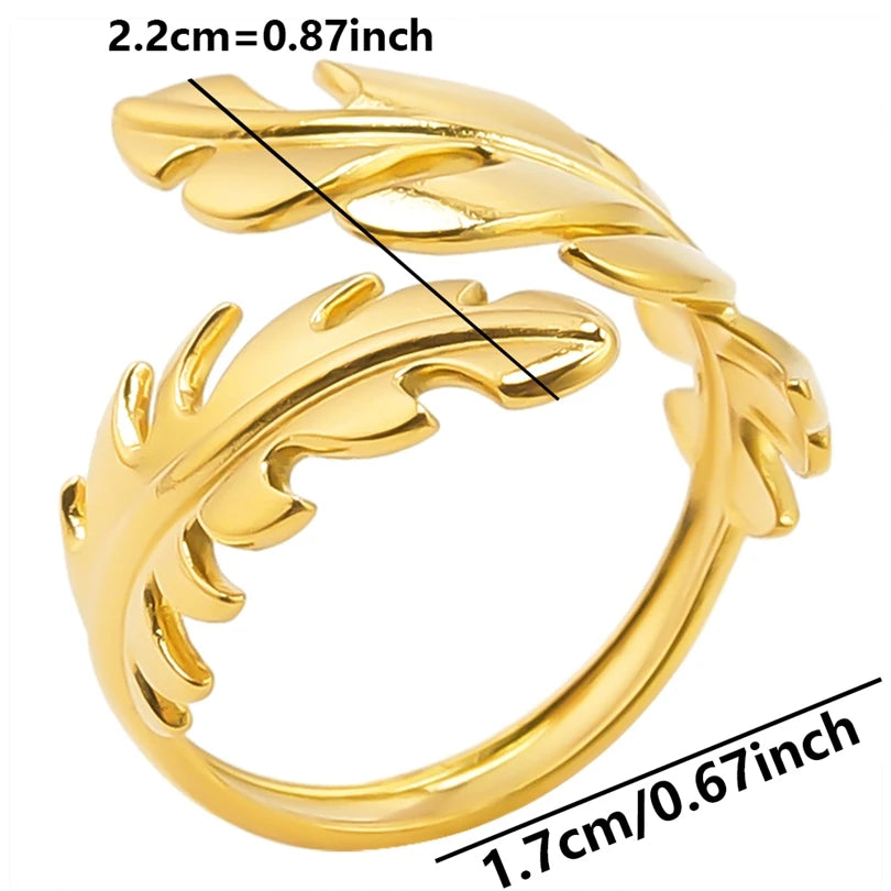 Chic 6pcs/lot Real Gold Color Wide Multi-layer Stainless Steel Ring Love Leaf Rainbow Rings Bulk Sale Women Jewelry Charms Gifts|with LUREA💛