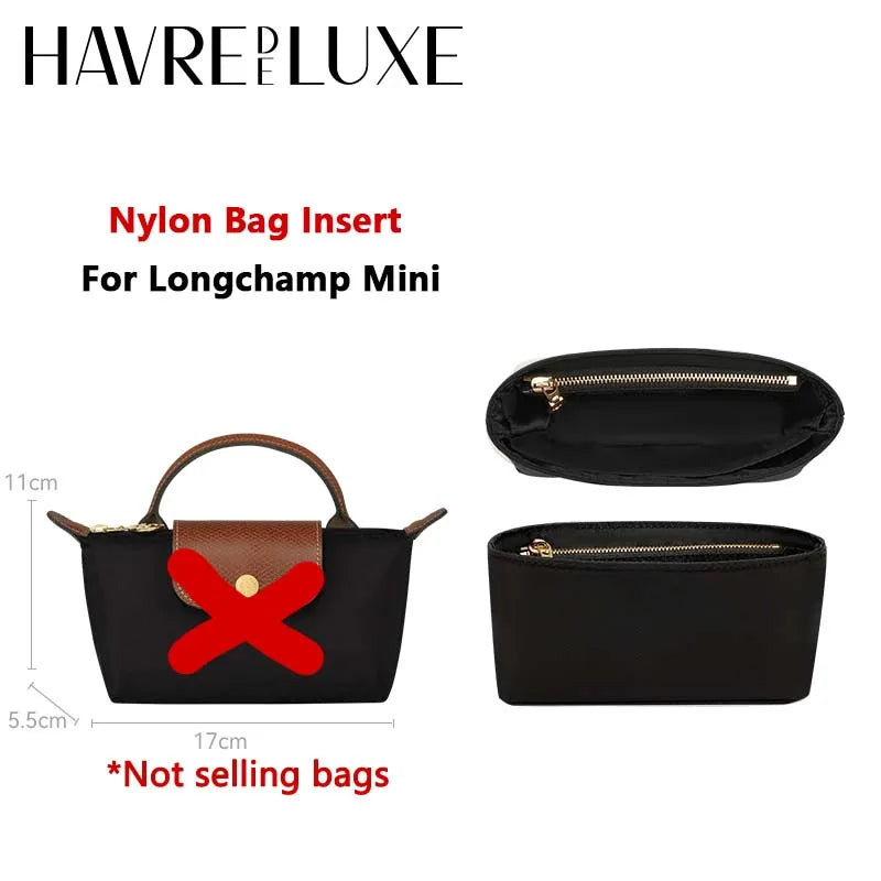 Bag organizer insert for Longchamp nylon material super strong fit bag support handbag liner bags accessories🤍