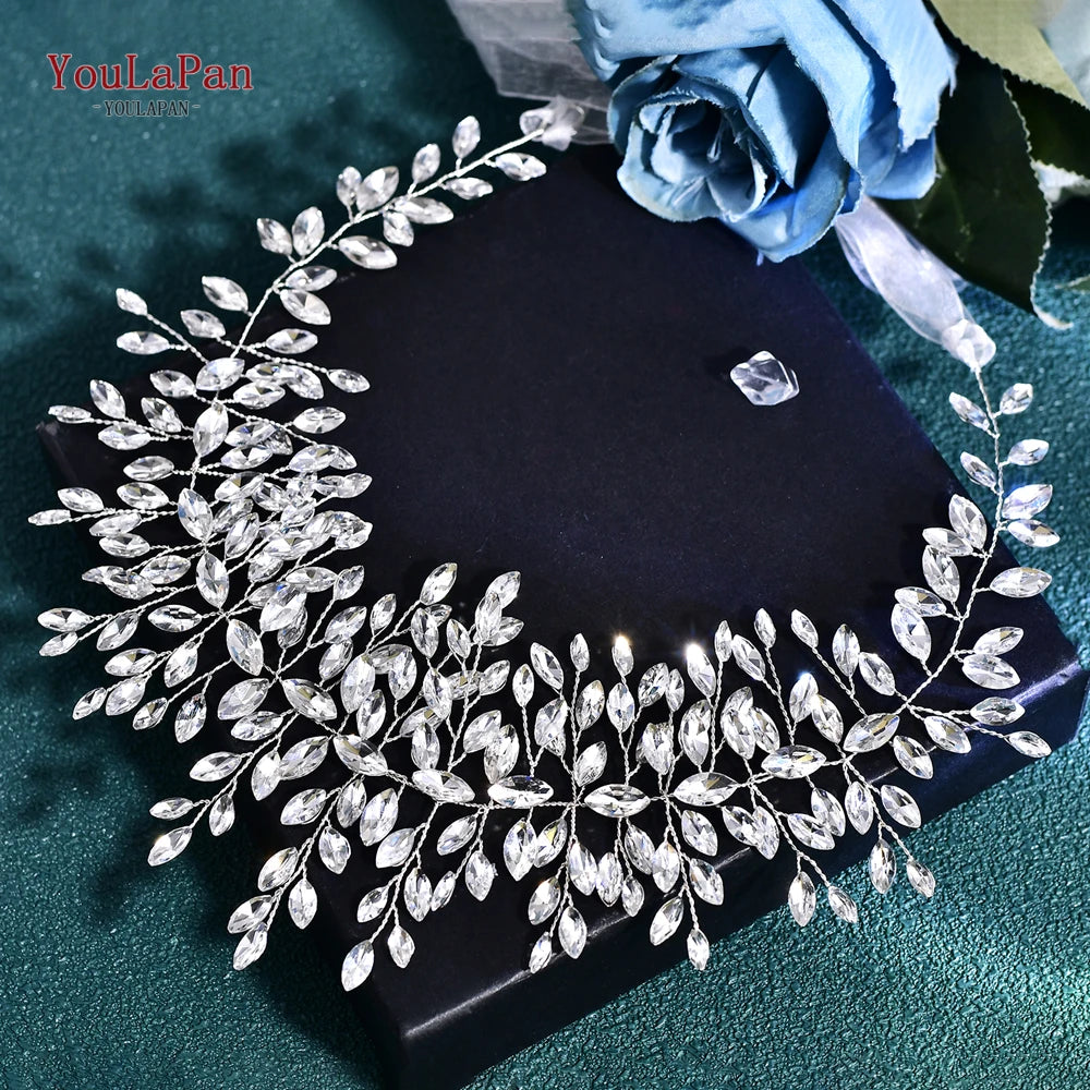 YouLaPan Handmade Crystal Rhinestones Silver Golden Wedding Headband Headpiece Jewelled Headband Wedding Hair Jewelry HP237>*