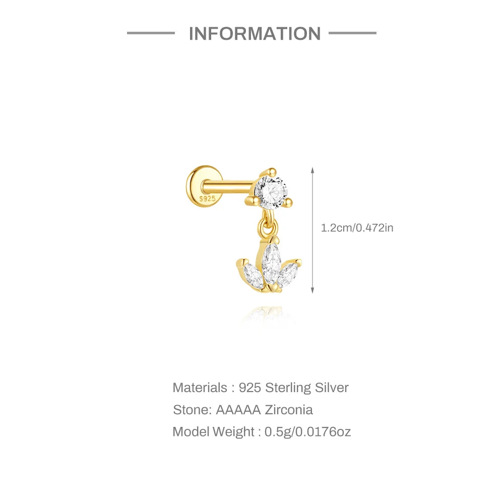 CANNER 1PC 925 Sterling Silver Tassel Chain Eight Pointed Stars Moon Earrings For Women Ins Horse Eye Geometric Zircon Earring♥️