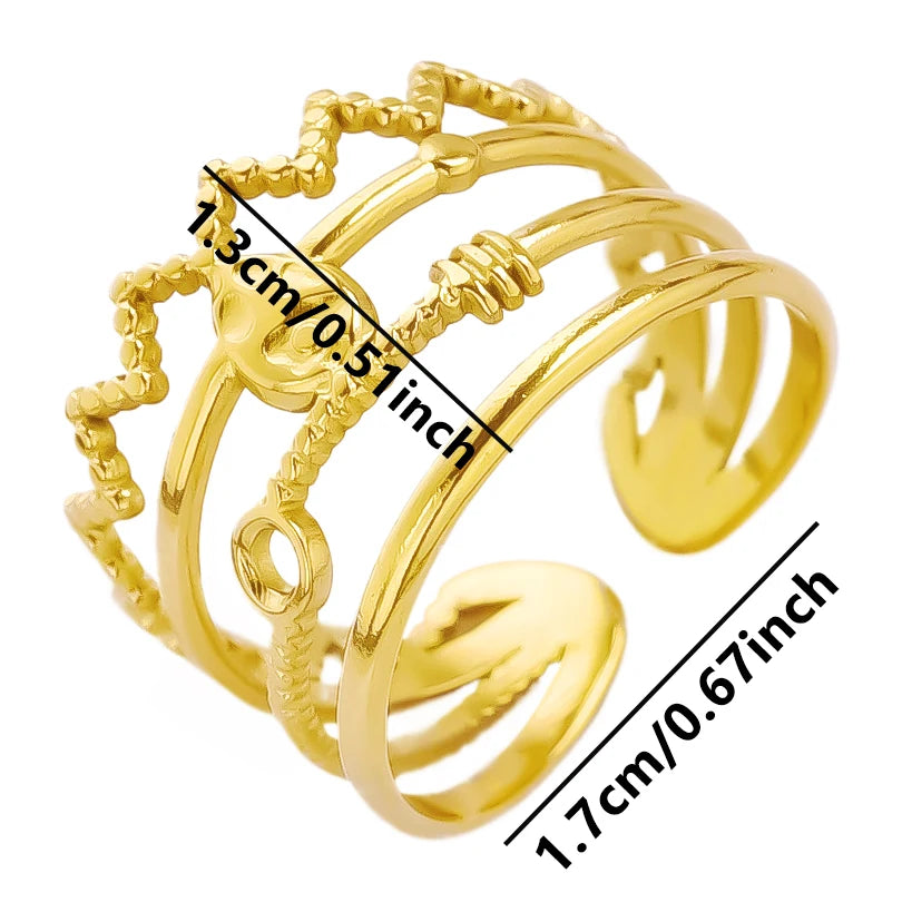 6pcs/lot Stainless Steel DIY Setting Rings Multi-layer Adjustable Open Rings Bases Jewelry Women Girls Anniversary Party Gifts