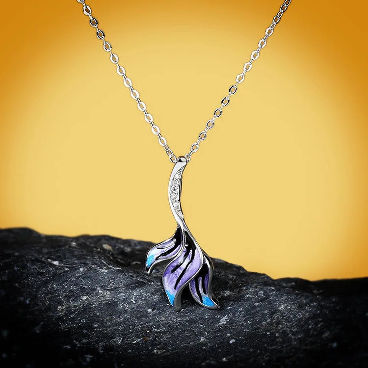 925 Stamp Jewelry Set for Women Beautiful Leaf Floral Ring Necklace Stud Earrings Enamel Women's Jewelry Three Piece✨️