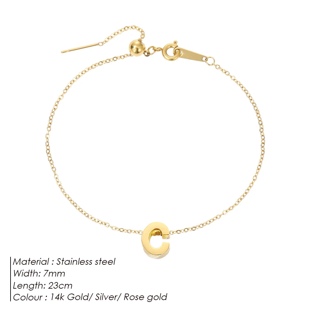 LUREA Initials DIY Anklets Stainless Steel Gold Plated Accessories Fashion Alphabet Anklet Mother's Day Gift 48 Hour Shipping♥️