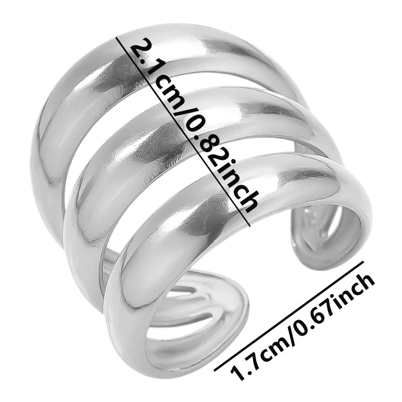 6pcs/lot Stainless Steel DIY Setting Rings Multi-layer Adjustable Open Rings Bases Jewelry Women Girls Anniversary Party Gifts