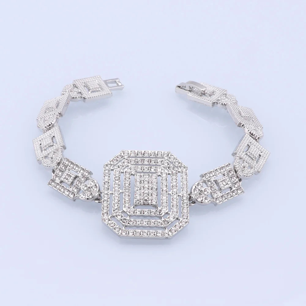 CYNTHIA Silver Plated Jewelry Sets For Women Necklace Earrings Bracelet Ring Dubai African Indian Bridal Accessory👌🏽