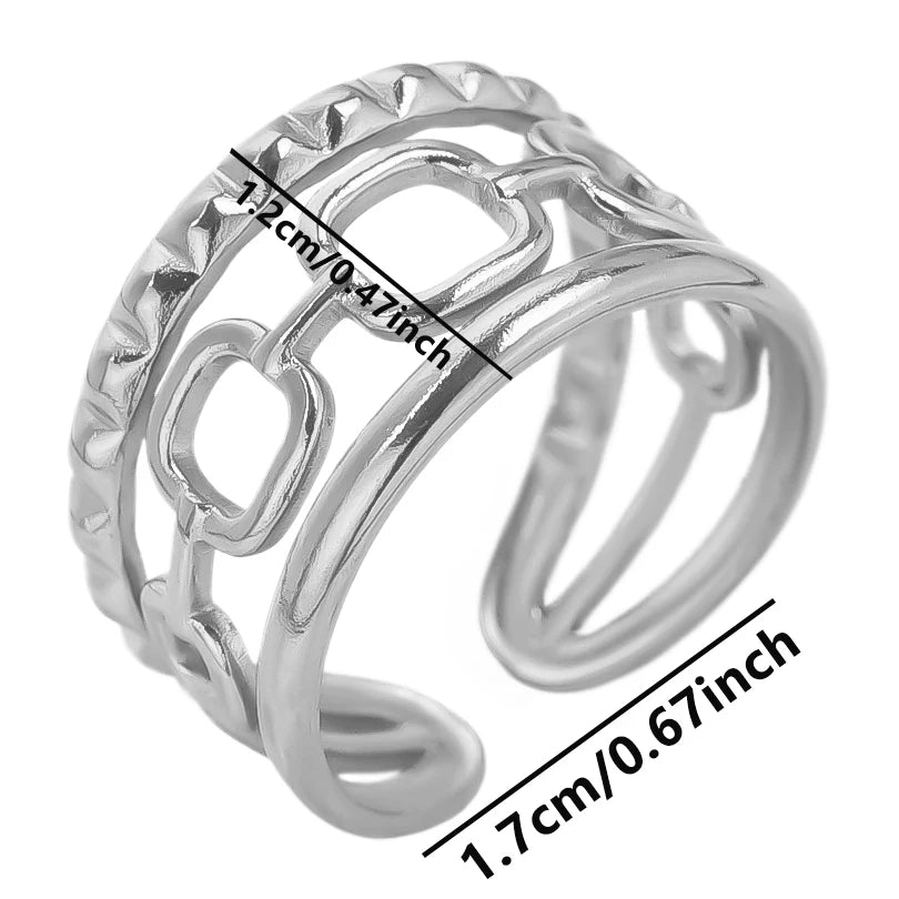 6pcs/lot Stainless Steel DIY Setting Rings Multi-layer Adjustable Open Rings Bases Jewelry Women Girls Anniversary Party Gifts