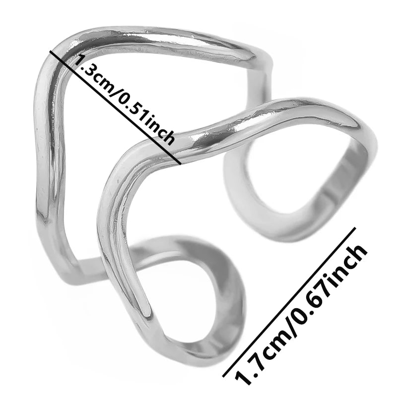 6pcs/lot Stainless Steel DIY Setting Rings Multi-layer Adjustable Open Rings Bases Jewelry Women Girls Anniversary Party Gifts