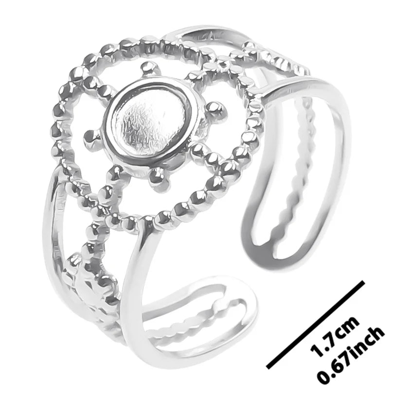 6pcs Stylish High Quality Stainless Steel Rings Love Hollow Geometric Stars Shaped Knuckle Rings Women Jewelry Accessory Gifts| Lurea accessories ✨️ 😍