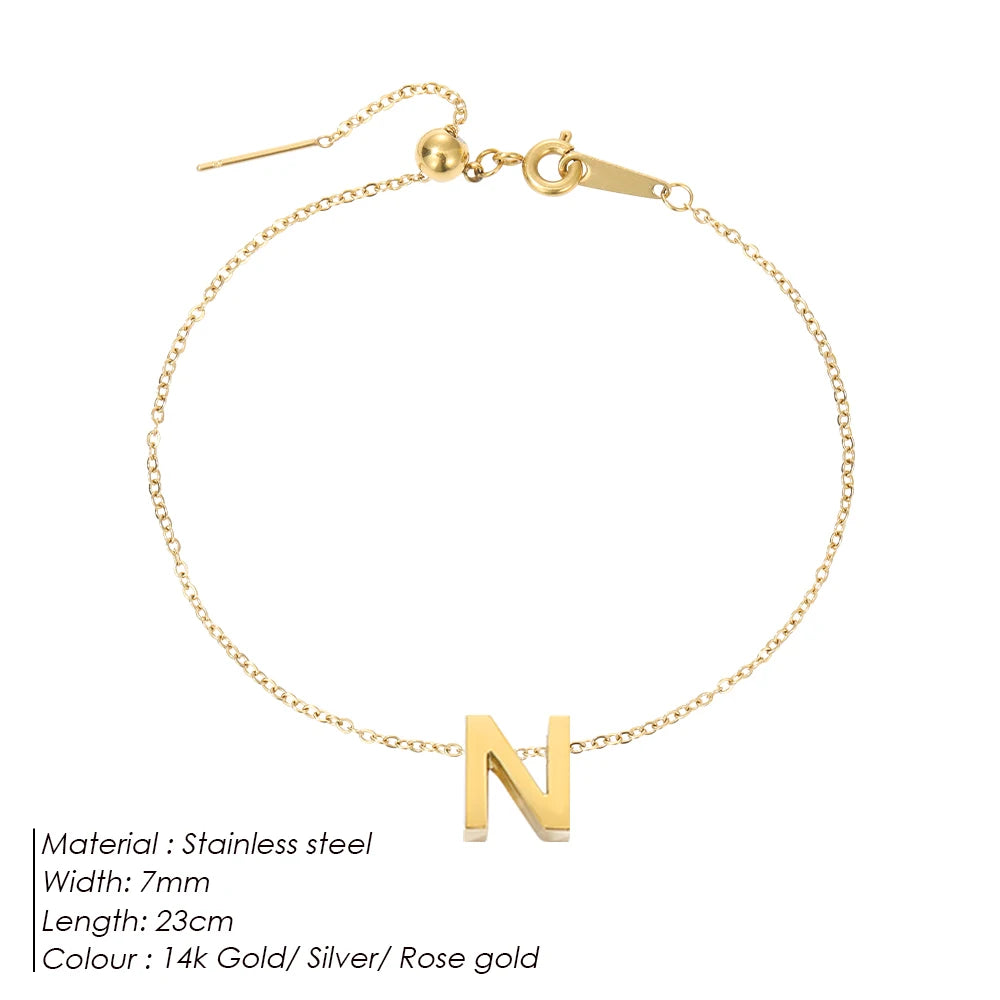 LUREA Initials DIY Anklets Stainless Steel Gold Plated Accessories Fashion Alphabet Anklet Mother's Day Gift 48 Hour Shipping♥️