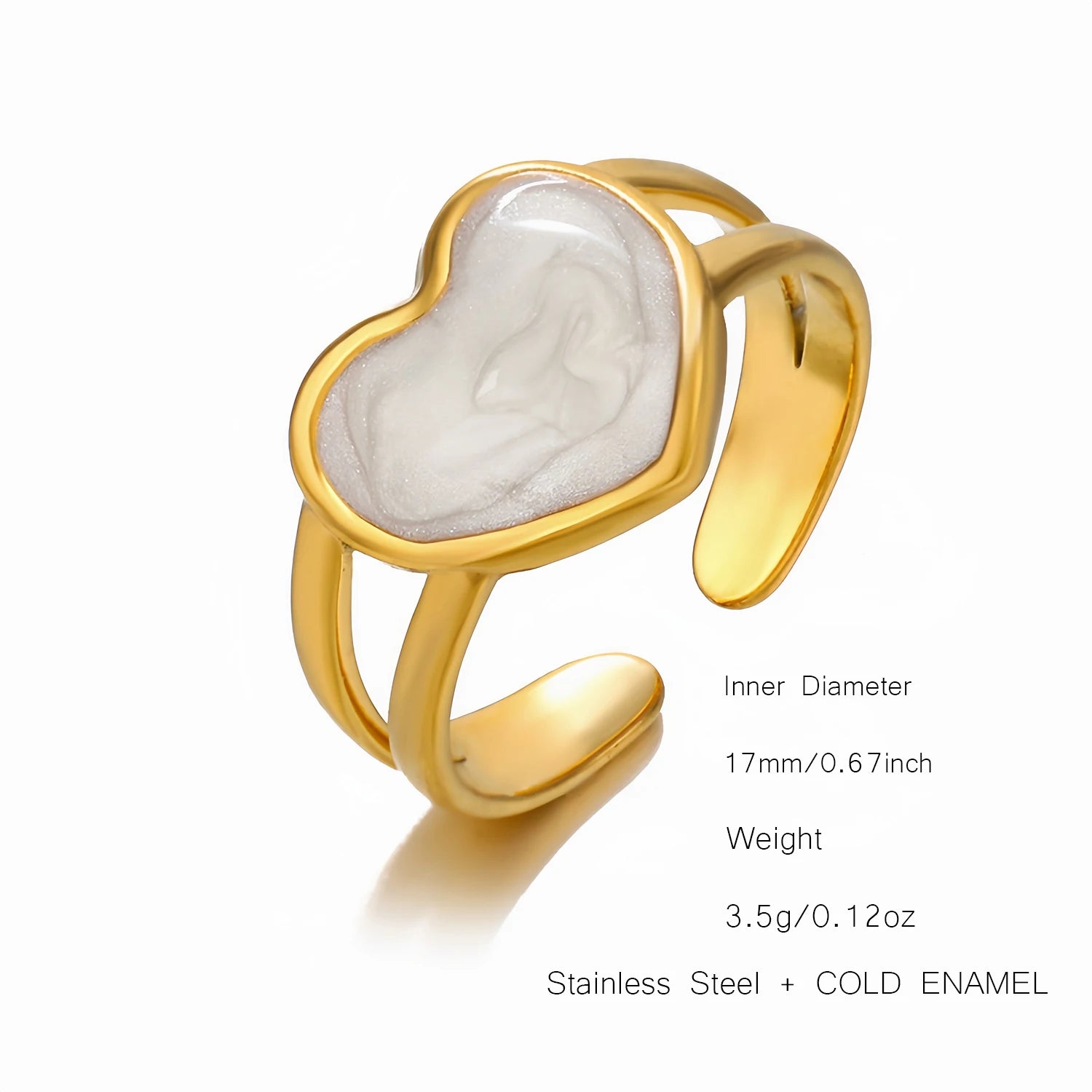 UHBINYCA Simple Black and White Cold Enamel Ring, Stainless Steel Ring with Adjustable Opening|Lurea accessories ♥️