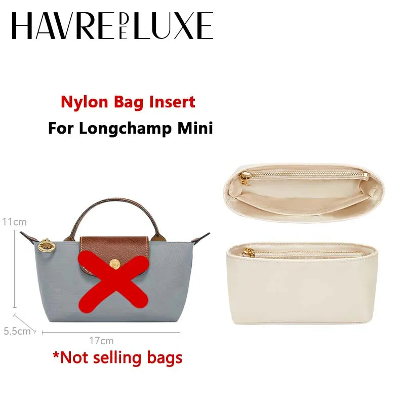 Bag organizer insert for Longchamp nylon material super strong fit bag support handbag liner bags accessories🤍