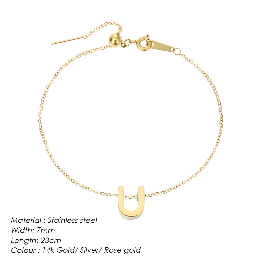 LUREA Initials DIY Anklets Stainless Steel Gold Plated Accessories Fashion Alphabet Anklet Mother's Day Gift 48 Hour Shipping♥️