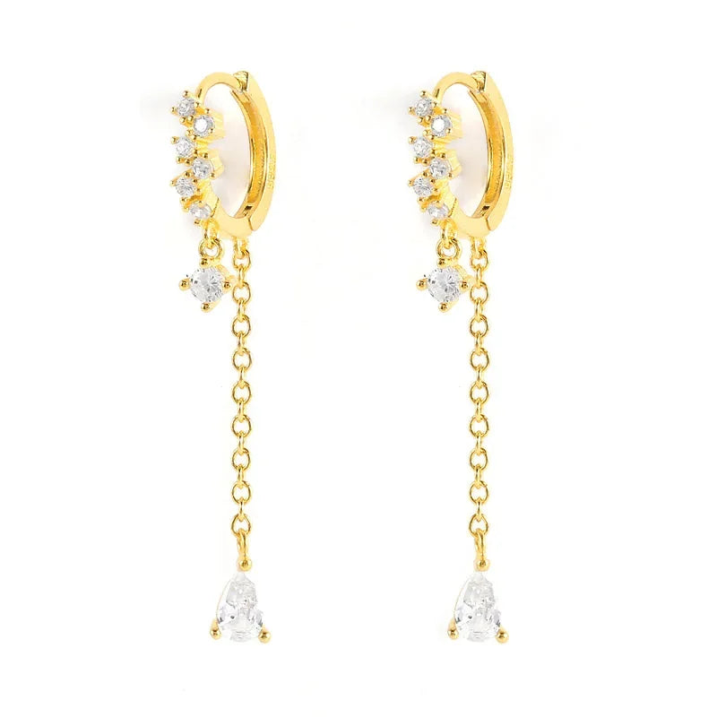 8pcs set Stainless Steel Water Drop Hoop Earrings For Women Cubic Zirconia Flowers Circle Cartilage Earring Piercing Jewelry☺️❤️