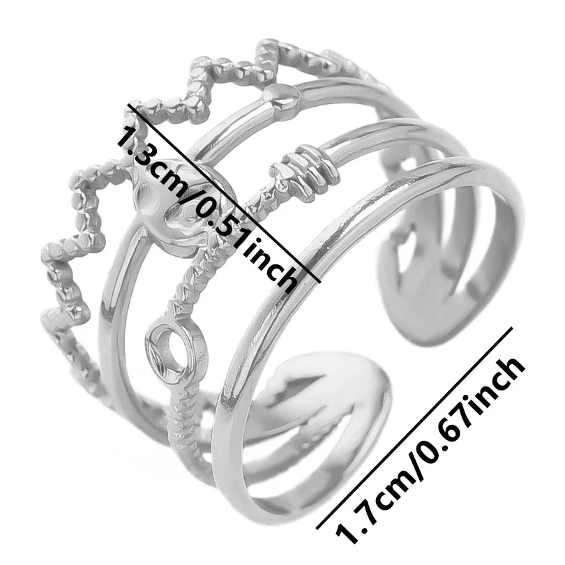 6pcs/lot Stainless Steel DIY Setting Rings Multi-layer Adjustable Open Rings Bases Jewelry Women Girls Anniversary Party Gifts