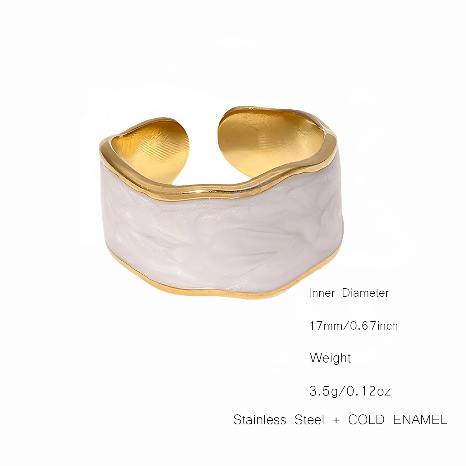 UHBINYCA Simple Black and White Cold Enamel Ring, Stainless Steel Ring with Adjustable Opening|Lurea accessories ♥️