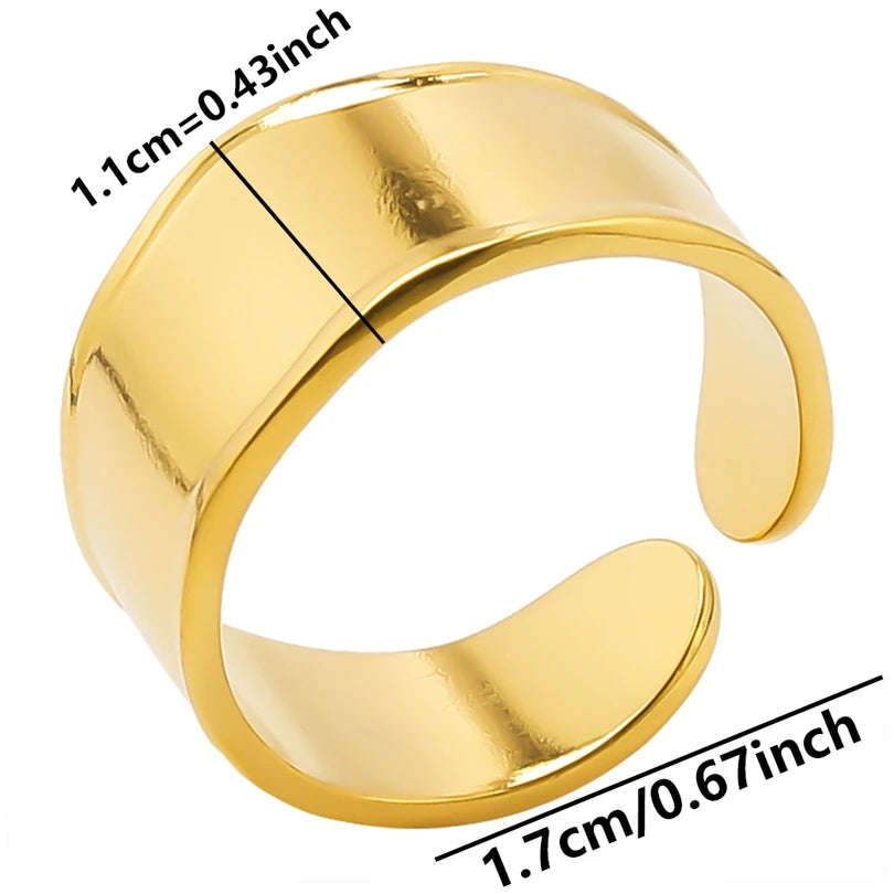 Chic 6pcs/lot Real Gold Color Wide Multi-layer Stainless Steel Ring Love Leaf Rainbow Rings Bulk Sale Women Jewelry Charms Gifts|with LUREA💛
