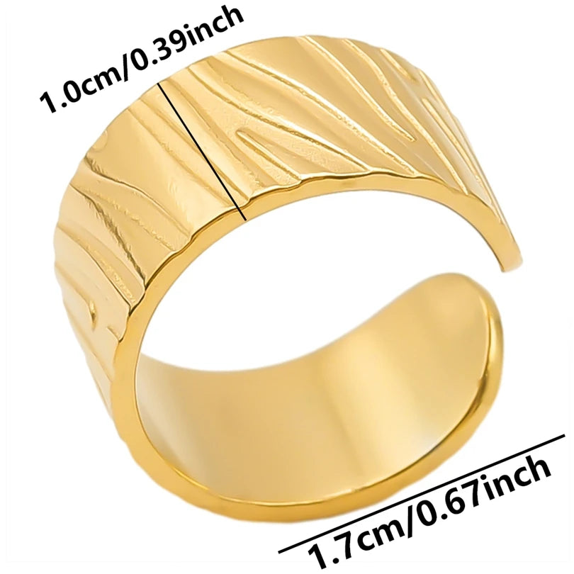 Chic 6pcs/lot Real Gold Color Wide Multi-layer Stainless Steel Ring Love Leaf Rainbow Rings Bulk Sale Women Jewelry Charms Gifts|with LUREA💛