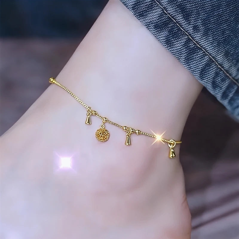 Jewelry Anklet Fashion Golden Women's Anklet Foot Chain Jewelry adjustable waterproof Trendy2025 Beauty Luck