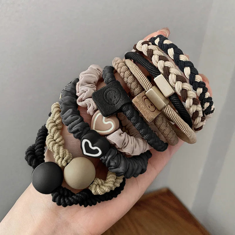 10pcs Girls Women Scrunchies Hair Tie Elastic Rubber Hairband Colorful Kids Hair Accessory Rope Ring Gum Rims Headwear