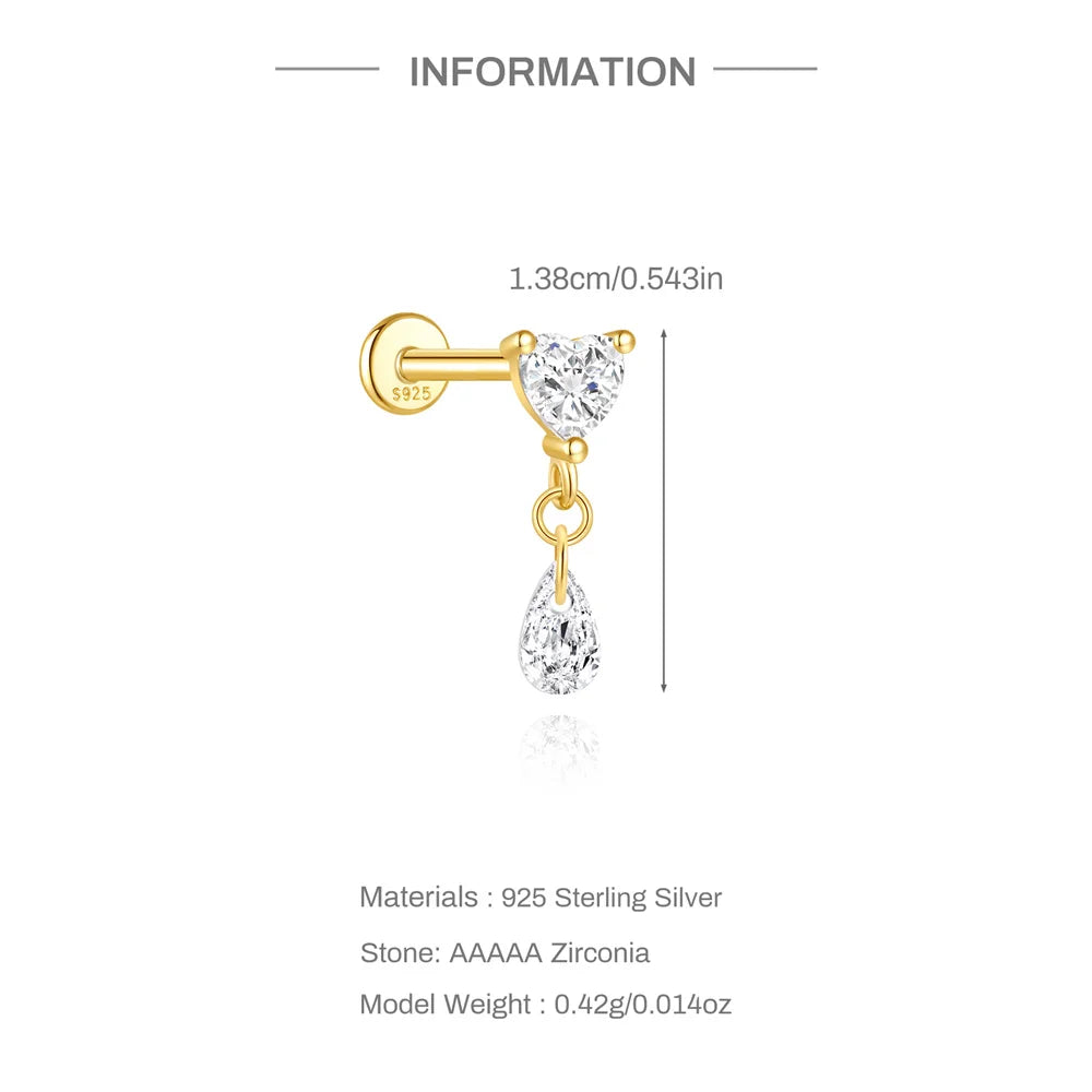 CANNER 1PC 925 Sterling Silver Tassel Chain Eight Pointed Stars Moon Earrings For Women Ins Horse Eye Geometric Zircon Earring♥️